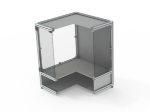 3D printer enclosure, 30-series aluminium extrusion profiles, M large size, persp section-1 view, normal, no 3D printer