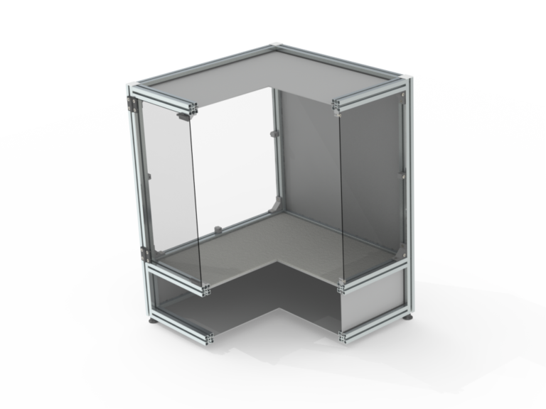 3D printer enclosure, 30-series aluminium extrusion profiles, M large size, persp section-1 view, normal, no 3D printer